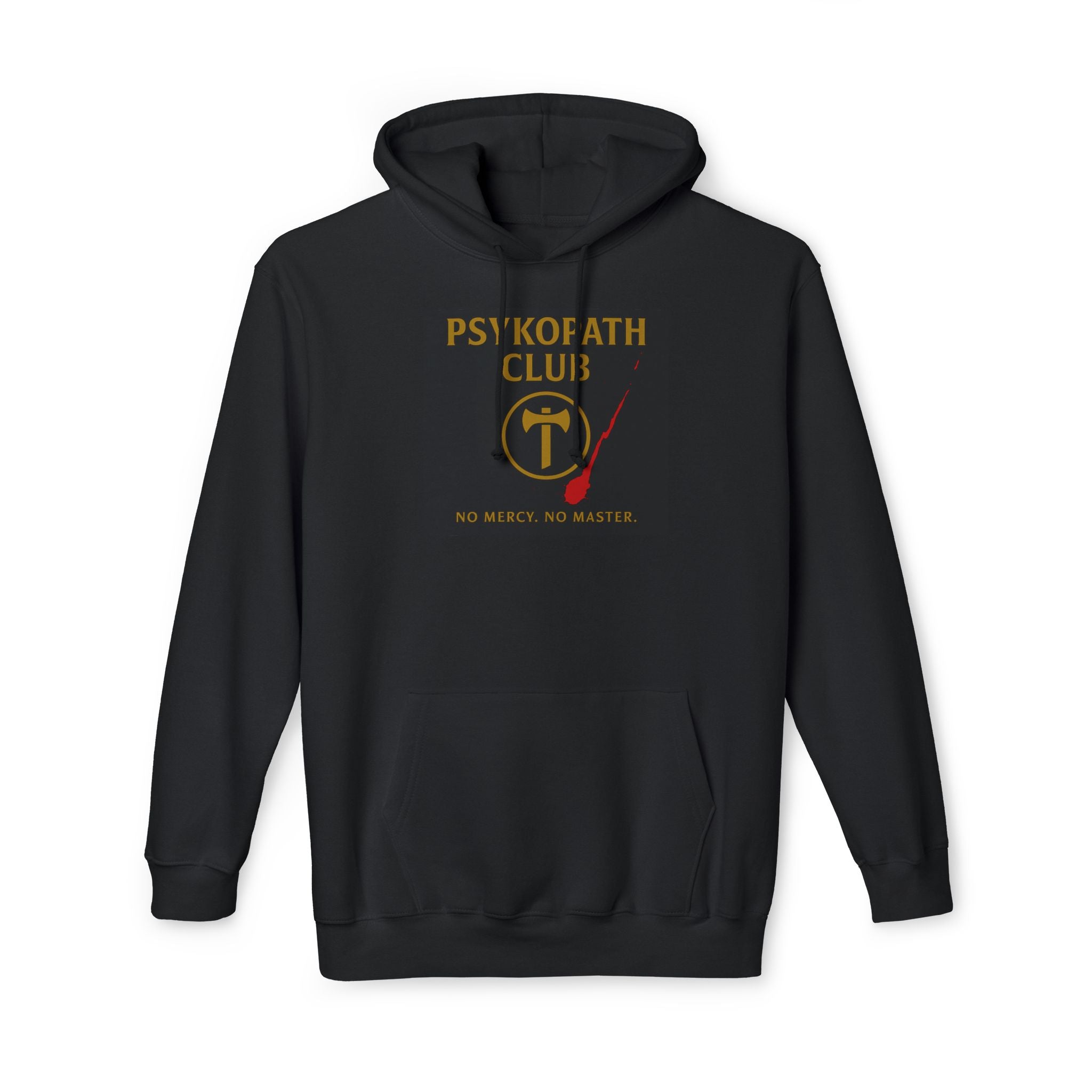 Psycho Club NO MERCY. NO MASTER. Unisex Hoodie - No Mercy, No Waste - Perfect Gift for Horror Fans, Casual Wear, Halloween, Streetwear, College Style