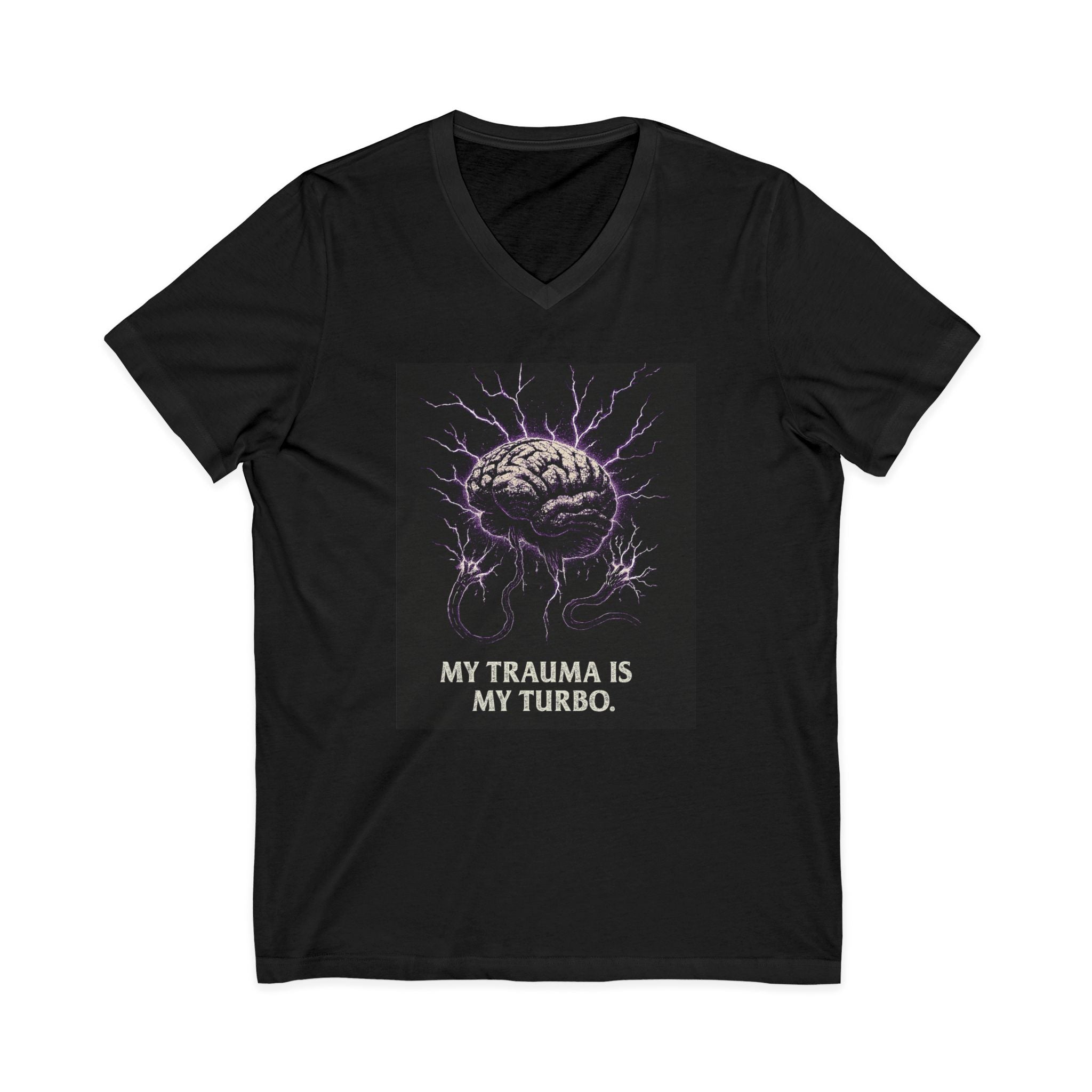 Trauma Turbo Tee - Unisex V-Neck Shirt, Mental Health Awareness, Edgy Graphic Tee, Unique Gift, Casual Wear
